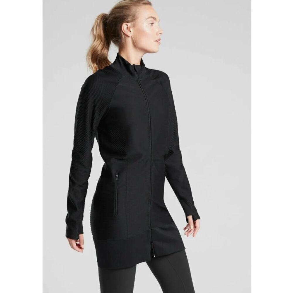 Athleta Rye Full Zip Long Lightweight Jacket in Black Size XS Commute Travel